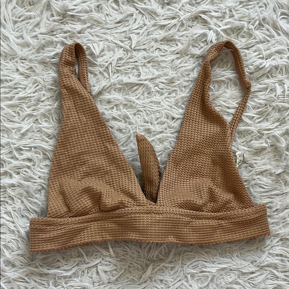 Aerie Tan Ribbed Bikini Top